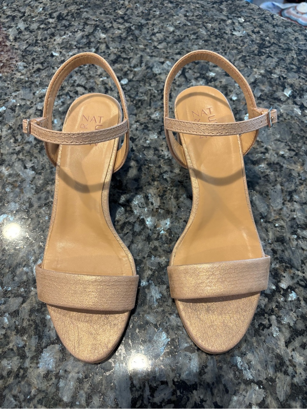 Naturalizer Rose Gold Block Heel Sandals